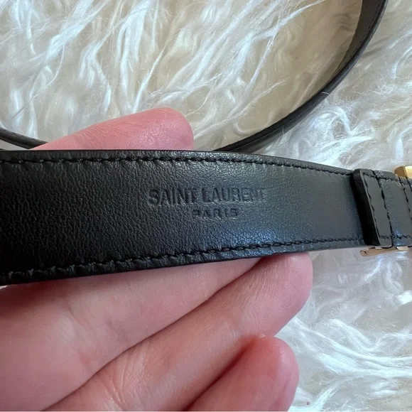 Yves Saint Laurent Cassandre skinny black belt 85 ( 39.5” total length) - Picture 7 of 9